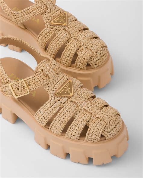 prada monolith crochet sandals